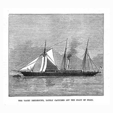 The Yacht Deerhound Recently Captured off the Coast of Spain - Antique Print 187
