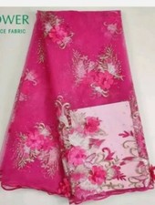 High Quality African / French Lace Fabric, 2yards pink