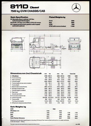 Mercedes benz 811d chassis - mercedes-benz, cab