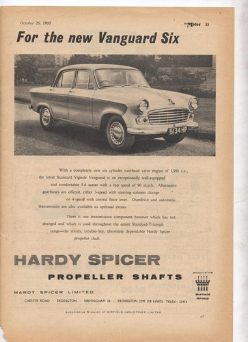 Hardy spicer standard - standard, vanguard