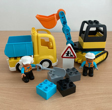 *LEGO DUPLO DUMPER TRUCK & DIGGER CONSTRUCTION BUILDERS & WORKERS**