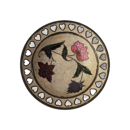 Vintage brass enamel hand - brass,