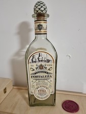 Empty Fortaleza Still Strength Tequila Bottle With Agave Fruit Stopper