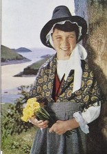 Girl In Welsh National Costume, Vintage Postcard Postmark 1974