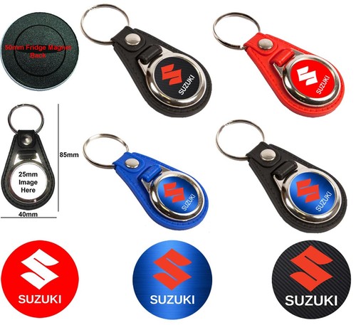 Suzuki leather look key ring - key,