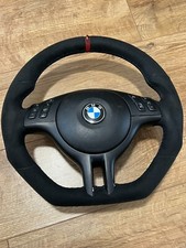 BMW M3 E46 M5 E39 X5 E53 M SPORT FLAT BOTTOM ALCANTARA STEERING WHEEL /w AIRBAG