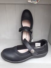 MIA MODA BLACK TOUCH CLOSE FASTEN DOLLY COMFORT SCHOOL SENSIBLE SHOES SZ 4  -