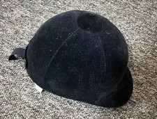 Vintage Chas Owen & Co. Navy Velvet Horse Riding Hard Hat Bow LTD England