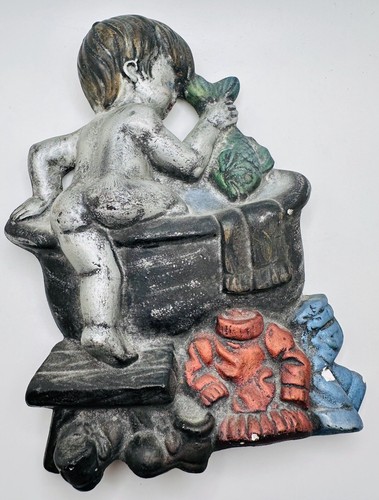 Vintage plaster sexton boy - plaster,