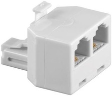 ISDN T-Adapter RJ11/RJ14 male to 2x RJ11/RJ14 female white connected 11
