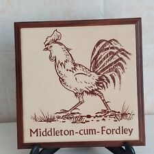 Ceramic Tile Rooster Trivet Pot Stand Wood Frame Cockerel Suffolk Farmhouse