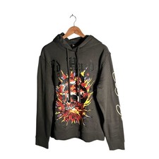 Ed Hardy Hoodie Men's Size S Grey Skull Graphic Print Cotton Y2K Streetwear