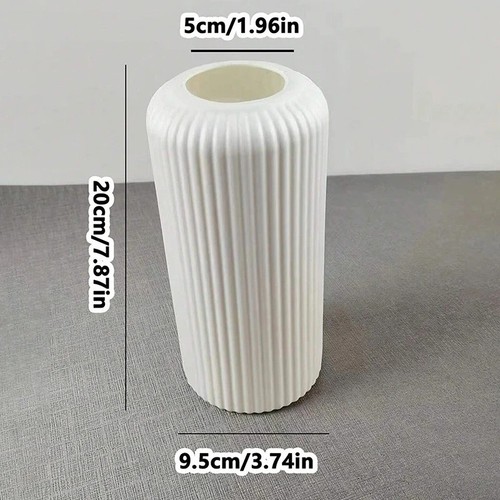 Striped plastic flower - plastic, vase