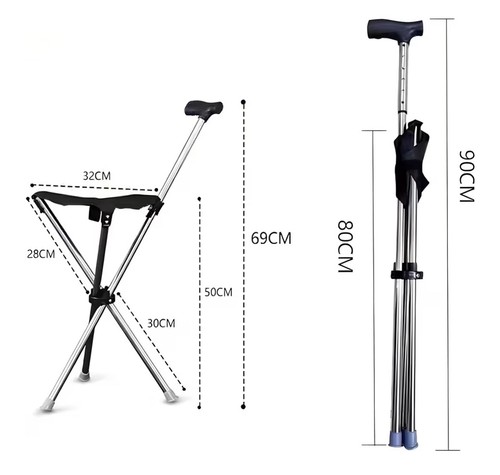 Folding cane seat - 2-in-1,