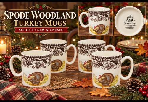 Spode woodland turkey mugs - spode,