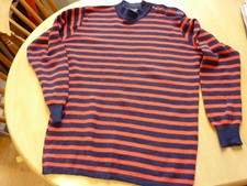 Vintage Breton Stripe Jumper Size L – Navy & Red, Wool Pullover Striped