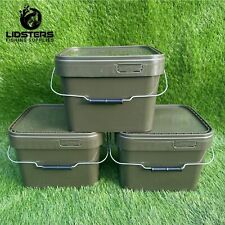 3 Lidsters Fishing Square Bucket 10L Litre Carp Coarse Fishing Buckets Bait