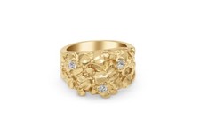 Gold Nugget Ring for Men, 14k