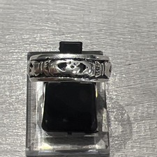 925 Sterling Silver Vintage Claddagh Irish Heart Love Band Ring Size Q 1/2