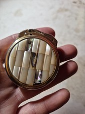 VINTAGE MOTHER OF PEARL PANELLED ATLAS-LITE CIGARETTE LIGHTER Round 