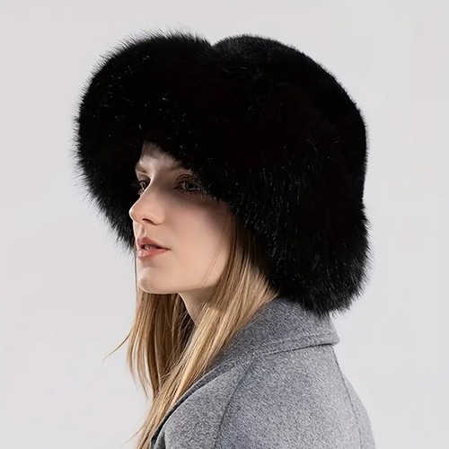 Black faux fur winter - fur, hat