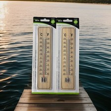 2x LARGE WOODEN THERMOMETER