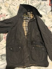 Boys Barbour Wax Jacket Age 12/13 Dark Blue Good Condition