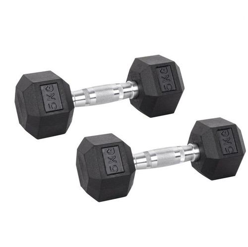 Hex dumbbells cast iron rubber - dumbbells,