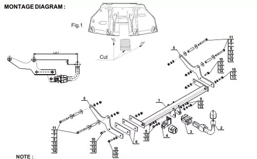 Detachable tow bar for - tow,