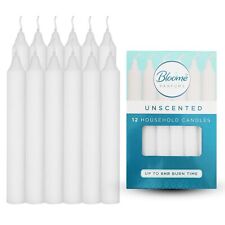 12-96 Household Dinner Taper Candles Unscented 2x18cm White 8 Hours Long Burning