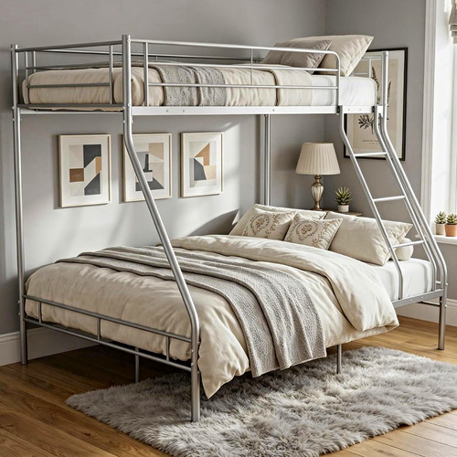 Silver metal triple bunk - silver,