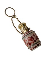 Antique Perfume Scent Chatelaine Bottle Enamelled Milk Glass Miniature c1880