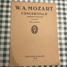 Mozart Concerto in D Adelaide violin and piano sheet music 