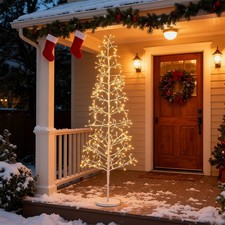6 FT Lighted Birch Tree Pre-lit Twig Tree with Weighted Base