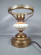 vintage electric majolica italian ceramic brass oil lamp