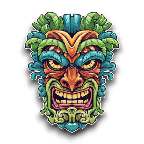 Angry tiki totem mask hawaii - angry,