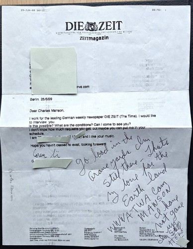 Charles manson hand signed - charles,