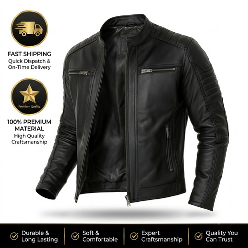Men genuine leather jacket - genuine,