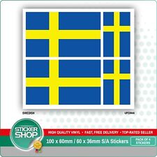4 x SWEDISH / SWEDEN FLAG VINYL CAR VAN IPAD LAPTOP STICKER