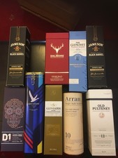 NINE EMPTY Whisky & Vodka Bottle Boxes Bundle Grey Goose Glenlivet Jameson Arran