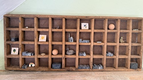 Vintage wood printers tray - wood,