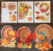Vintage Die Cuts  Thanksgiving Turkeys And Window Clings Decorations School