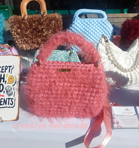 Handmade pink crochet - crochet, fur