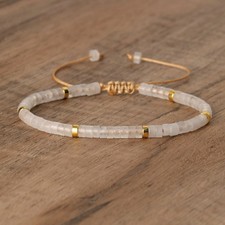 Clear Quartz Crystal Beaded Healing Dainty Minimalist Simple Women Men Bracelet