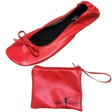 RED ROLL UP FOLD PUMPS FLATS