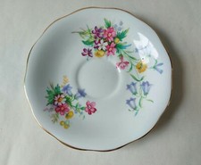 Queen Anne "Old Country Spray" Bone China Vintage Floral One Replacement Saucer 