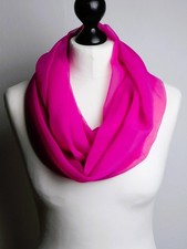 Chiffon Infinity Scarf Hot Pink Handmade