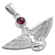The "Goddess Collection" Sterling Silver 925 Pendant Winged Isis 25 mm Garnet