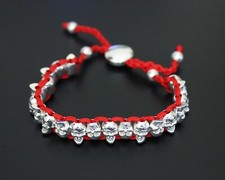 Silver Links Bracelet Different Colour Cord linked Skull friendship bracelet
