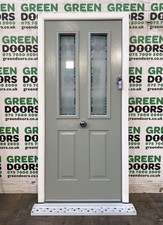 GREY COMPOSITE FRONT DOOR EXTERNAL FROSTED GLASS MODERN PLASTIC EXTERIOR NEW